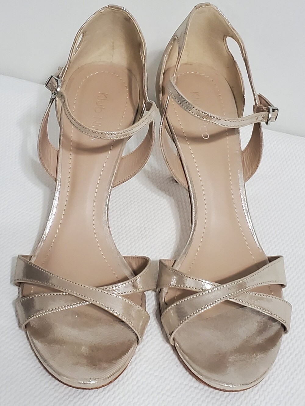 Klub Nico Alexa Metallic Leather Strappy Stiletto Sandal Size 10